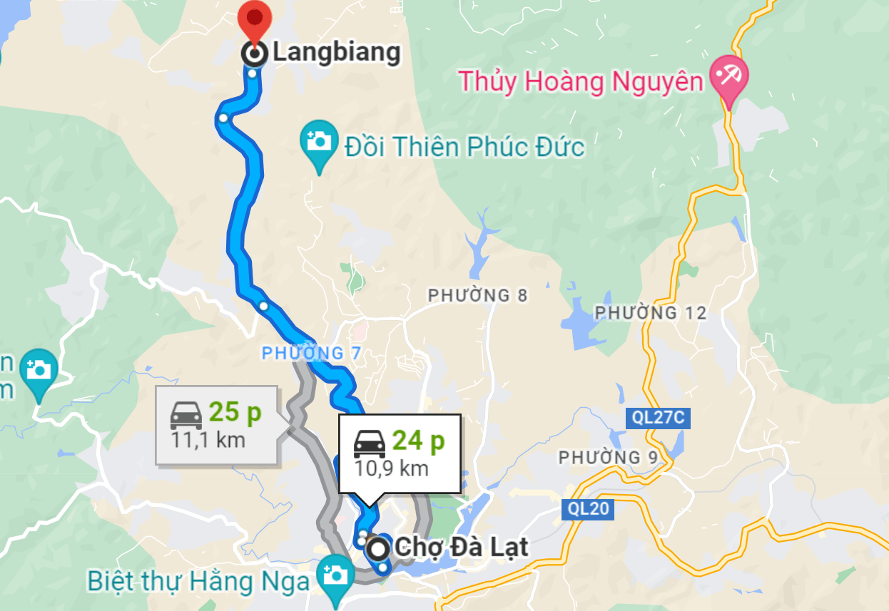 đường đi đến Langbiang